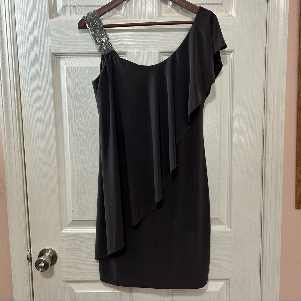 Betsy & Adam Dress Metallic Shoulder Strap 'Made In The USA' Black Size 8